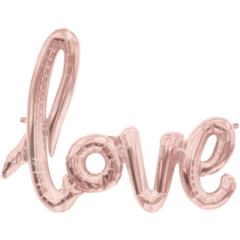 30" Wide Airfill Only LOVE Script Rose Gold Foil Balloon