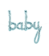 34" Airfill Only Baby Script - Pastel Blue Script Word