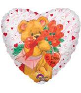 18" Simon Elvin I Love You Bear With Heart Balloon
