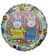 9" Happy Easter Themed Farm Bunnies Airfoil-Only Balloon