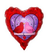 9" ILY Love Birds Heart Shaped Airfill-Only Balloon