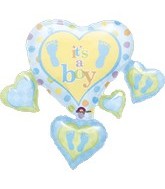 38" Baby Steps Boy Cluster Balloon