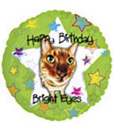 18" Happy Birthday Bright Eyes Cat Foil Balloon
