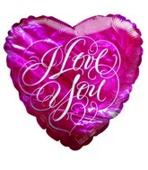 9" I Love You Script Pink Heart Airfill Mylar Balloon
