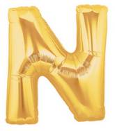 7" Airfill Only (requires heat sealing) Megaloon Jr. Letter Balloons N Gold