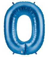 40" Large Number Balloon 0 Blue