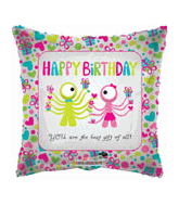 18" Happy Birthday Aliens Clear Balloon