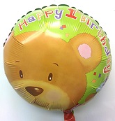18" Happy 1st Birthday Bear Foil Balloon