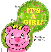 9" Airfill Only Lil' Fuzzies Girl Bear Balloon