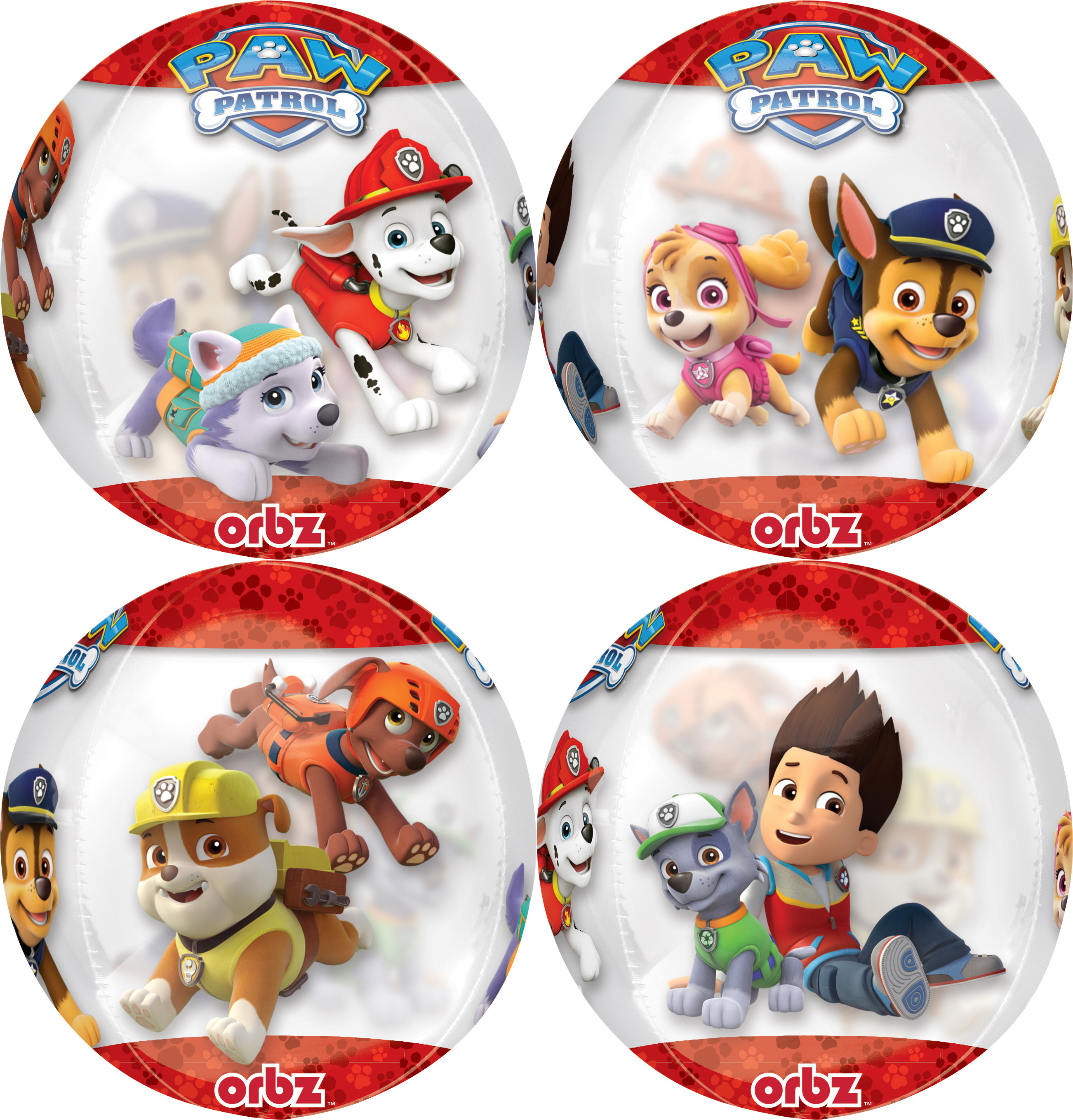 Nickelodeon Paw Patrol Chase Skye Gang Orbz Round Clear Balloon 