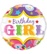 18" Birthday Girl Circus Stars Balloon