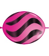 12" Quicklink Wild Berry (50 Count) Wavy Stripes/Black Latex Balloons
