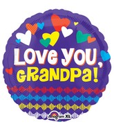 18" Love You Grandpa Hearts Balloon