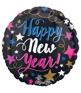 18" Happy New Years Pink & Blue Balloon