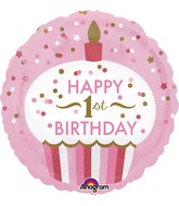 18" 1st Birthday Cupcake Girl Balloon