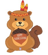 35" Foil Shape Happy Thanksgiving Squirrel Balloon