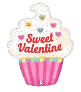 32" Foil Shape Valentine Conversation Hearts Cupcake Balloon