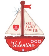 37" Holographic Shape Sail Away with Me Valentine Balloon