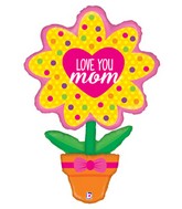 46" Foil Shape Love You Mom Flower Pot Balloon