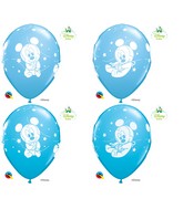 11" Pastel Blue & Robin Egg 25 Count Baby Mickey Stars Latex Balloons