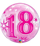 22" Single Bubble Packaged 18 Pink Starburst Sparkle Balloon