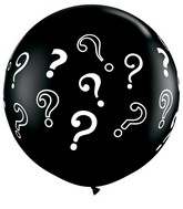 36" Onyx Black (2 Per Bag) Question Marks Latex Balloons