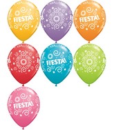 11" Festive Assorted (50 Count) Fiesta Swirls Latex Balloons