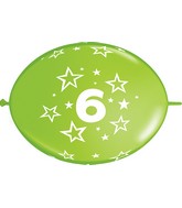 12" Quicklink Tropical Assorted (50 Count) Number 6 Stars Latex Balloons