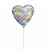 4" Airfill Only Heart Holo Fireworks Heart Balloon