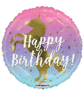 18" Birthday Unicorn Silhouette Round Foil Balloon
