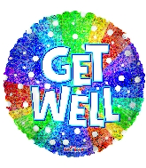 9" Airfill Only Get Well Rainbow Holographic Round Foil Balloon