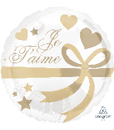 28" Jumbo Je T'aime Wrapped With Gold Balloon