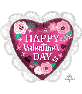 23" Happy Valentine's Day Satin Pomegranate Foil Balloon