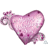 32" Satin Happy Valentine's Day Heart Foil Balloon