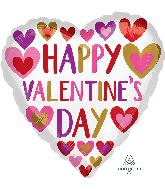 18" Happy Valentine's Day Hand Done Hearts Foil Balloon