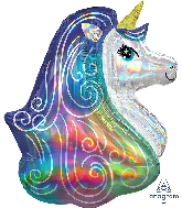 30" Iridescent Rainbow Unicorn Holographic Foil Balloon