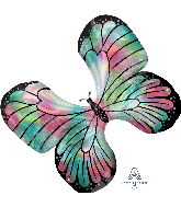 30" Iridescent Teal & Pink Butterfly Foil Balloon