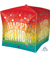 15" Cubez Happy Birthday Gradient Swirls Balloon