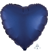 18" Satin Luxe Heart Navy Blue Foil Balloon
