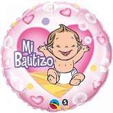 18" Mi Bautizo Pink Balloon (Spanish)
