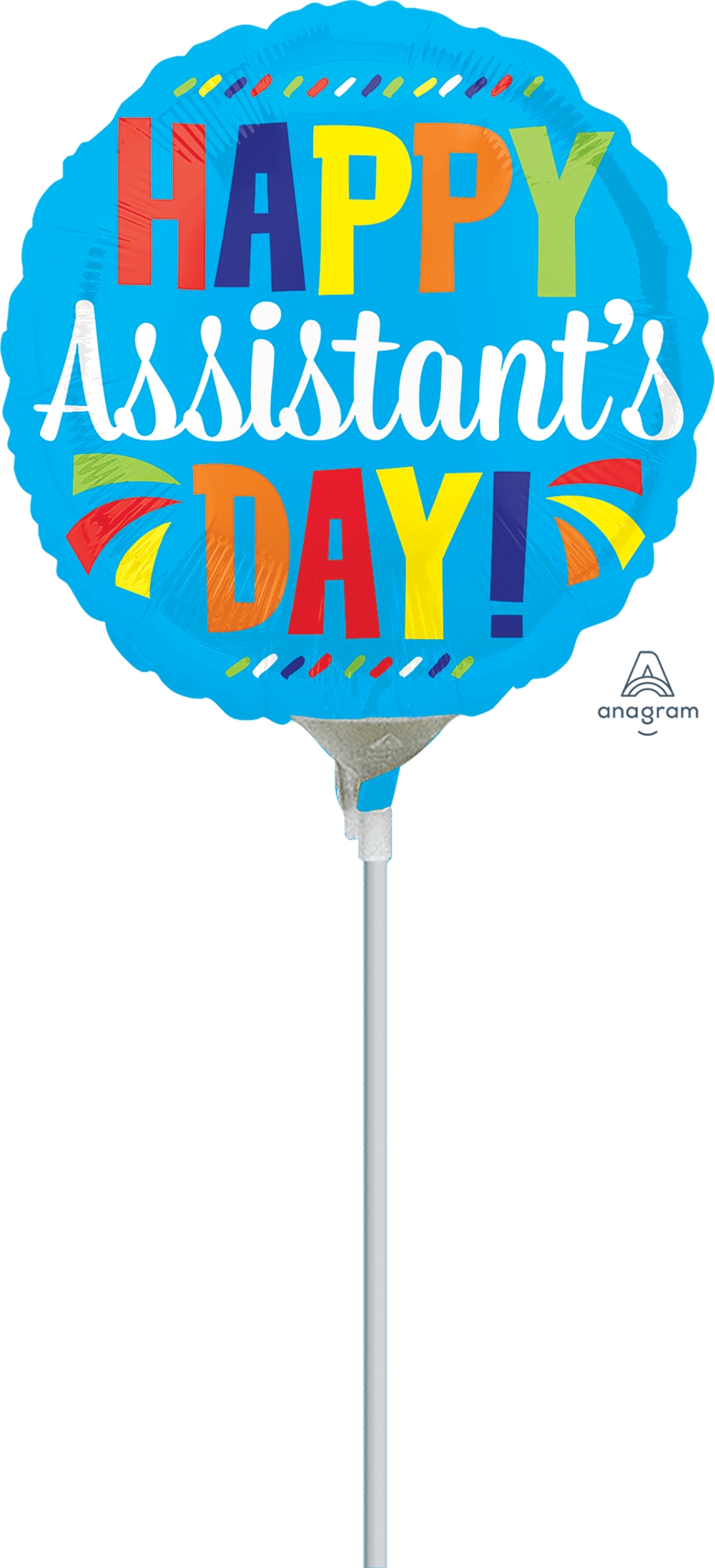 9" Airfill Only Happy Assistant's Day Blue Balloon Bargain Balloons