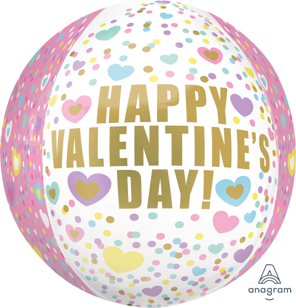 16" Happy Valentine's Day Pastel Orbz Foil Balloon