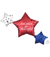 39" Satin Infused Patriotic Star Trio Foil Balloon