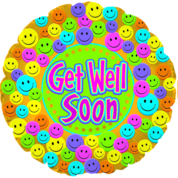 18" Get Well Soon Smiley Faces Foil Balloon