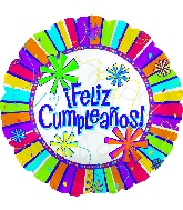 17" Feliz Cumpleanos Burst Of Colors Balloon (Spanish)