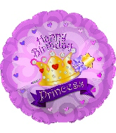 17" Happy Birthday Day Princess Crown Gems Balloon