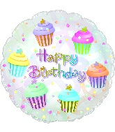 17" Happy Birthday Cupcakes Balloon