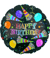 17" Rainbow Happy Birthday Day Party Horns Balloon