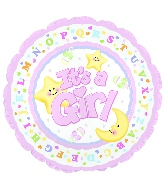 18" It's a Baby Girl Star and Moon Foil Balloon