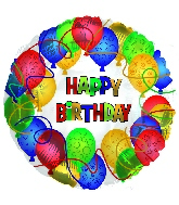 18" Happy Birthday Many, Many Balloons